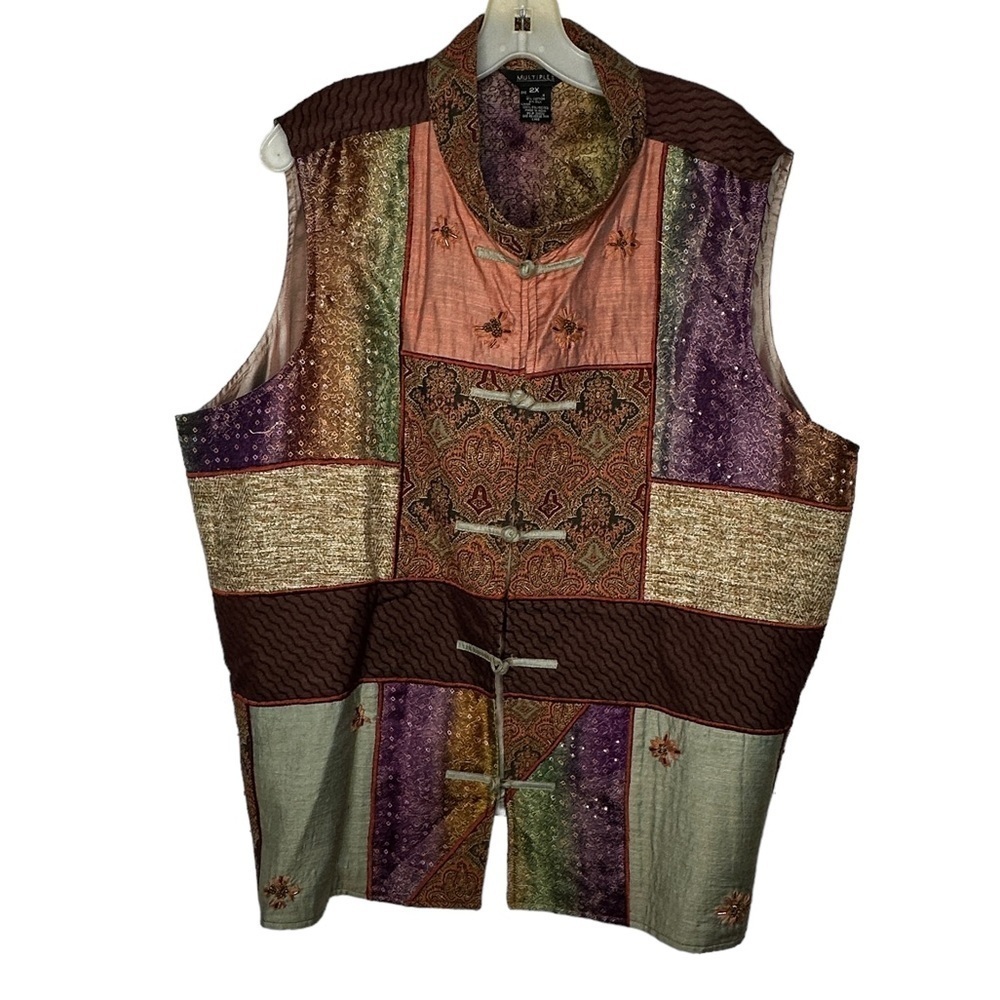 Multiples Silk Blend‎ Patchwork Vest